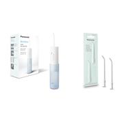 Panasonic EW-DJ11 Portable Oral Irrigator Bundle, Compact Cordless Water Flosser with 2 Pressure Settings + 2 WEW0987 Standard Replacement Nozzles for Daily Oral Care
