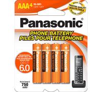 Panasonic Genuine HHR-4DPA/4B AAA NiMH Rechargeable Batteries for DECT Cordless Phones, 4 Pack