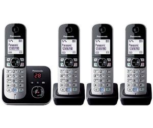Panasonic KX-TG6824EB Quad DECT Phone - Black/Silver