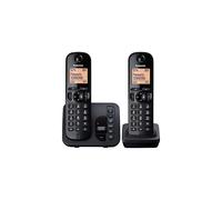 Panasonic KX-TGC222EB Digital Cordless Phone with LCD Display - Black (Pack of 2)