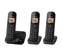 Panasonic Triple Cordless DECT Telephone with Answering Machine KX-TGC423EB Black Pack of 3