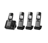 Panasonic KX-TGD624 Cordless Home Phone with dedicated call block key for easy call block registration and Digital Answering Machine - Black and Silver (Pack of 4)