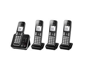 Panasonic KX-TGD624 Cordless Home Phone with dedicated call block key for easy call block registration and Digital Answering Machine - Black and Silver (Pack of 4)