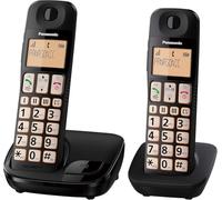Panasonic KX-TGE112E Big Button Twin DECT Cordless Telephone with Nuisance Call Blocker & LCD Display (Twin Handset Pack) - Black