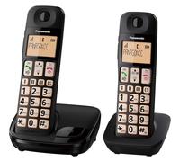 Panasonic KX-TGE112E Big Button Twin DECT Cordless Telephone with Nuisance Call Blocker & LCD Display (Twin Handset Pack) - Black