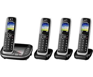 Panasonic KX-TGJ324EB Landline Phone Cordless, House phones, Nuisance Call Blocker, Answer machine, Colour Display, Quad Handset - Black