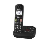 Panasonic KX-TGU130EXB Digital Cordless Phone with Answering Machine, Base Station & 1 Handset, LCD Display, Large Buttons, Favorites Button, Hearing Aid Compatible, Black