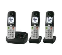 Panasonic KX-TGU433EB Digital Cordless Landline Phone with Answering Machine, Base Unit & 3 Handsets, 2.1” (5.3 cm) LCD Display, Fav Call, Torchligh