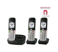 Panasonic Kx-Tgu433Eb Digital Cordless Phone, Answering Machine, 3 Handsets In Black Black