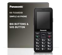Panasonic KX-TU260EXB 4G Easy To Use Big Button Mobile Phone, IP44, USB C, up to 7.5h talk time, 2.4 inch display, Black