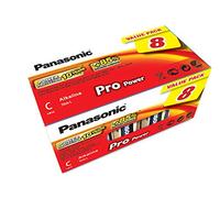 Panasonic LR14PPG/8BB Pro Power Alkaline Battery, C - Baby - LR14, Pack of 8, Gold