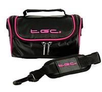 Panasonic Lumix DC-TZ200, DC-ZS200 Camera Case Bag by TGC ® with shoulder strap and Carry Handle (Jet Black With Hot Pink Trims)