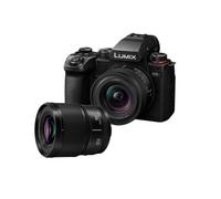 Panasonic DC-S5M2N-PACK LUMIX S5M2E Full Frame Mirrorless Camera Body, 24.2MP, Open Gate Recording, Phase Hybrid AF, Active I.S., Dual Native IOS, with S-R1840E 18-40mm & S-S50ME 50mm lenses, Black