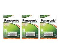 PANASONIC Pack of 3 Blister Packs of 2 AAA NiMH HR03 Rechargeable Batteries 750 mAh Ready to Use - 1.2 V