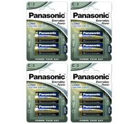 PANASONIC Pack of 4 Blister Packs of 2 Alkaline Batteries Everyday Power Silver LR14 / C - 1.5 V