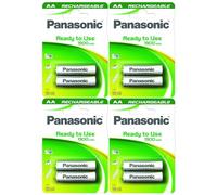 PANASONIC Pack of 4 Blisters of 2 Rechargeable NiMH Batteries Cute AA 1900 mAh Ready to Use