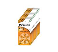 Panasonic PR13 Zinc Air batteries for hearing aids, type 13, 1.4V, hearing aid batteries, 10 packs (60 batteries) orange