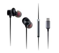 Panasonic RP-TCM225BDEK USB-C Earphones, In-Ear Earbuds, Wired Headphones with Built-in Mic & Remote, Powerful Bass, Customisable Fit, 1.2m Cable, Black