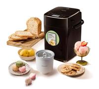 Panasonic SD-PMC100NXC 400g Bread Maker & 400ml Ice Cream Maker, 34 Menus | 34 Programmes fully automatic, 2 Temperature Sensors, Yeast & Raisin/Nuts Dispensers, 13h Delay Timer, Ice Cream container