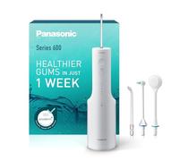 Panasonic Series 600 Water Flosser for Teeth, Cordless EW-DJ67-W311, 99.9% Plaque Remover, IPX7, 2 Ultrasonic Nozzles, 1 Orthodontic & 1 Tongue Care Nozzle, 5 Pressure Settings, Oral Irrigator, White