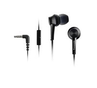 Panasonic TCM115E Wired In-Ear Headphones with Excellent Noise Isolation, Microphone, Powerful Sound, Black