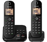 Panasonic Twin Cordless DECT Telephone with Answering Machine KX-TGC422EB Black Pack of 2