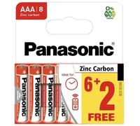 Panasonic Battery R03R AAA Zinc Carbon Red 8-Pack