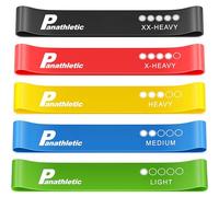 Panathletic Resistance Bands, Set of 5 Bands - 5 Different Resistance Levels, Exercise Guide, eBook, Carry Bag - 5X Booty Loop Band for Butt and Legs Women - Fitness Stretch Band for Workout Men