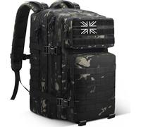 Panavage | Military Tactical Backpack 45L | Waterproof Rucksack with MOLLE, Laptop Compartment | 3-Day Assault Pack for Hiking, Camping, Hunting | Unisex (Black Camo)