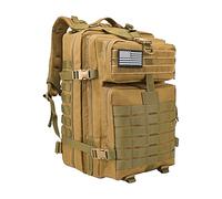 Panavage | Military Tactical Backpack 45L | Waterproof Rucksack with MOLLE, Laptop Compartment | 3-Day Assault Pack for Hiking, Camping, Hunting | Unisex (Khaki)