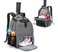 Panavage | Premium Tennis Backpack for 2 Rackets | Ventilated Shoe Compartment | Ideal for Tennis/Pickleball/Badminton/Squash | 30x22x48cm (Grey)