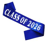 PANBINN Class of 2026 Sash, Cheerleader Finally Graduated Senior Sash Class of 2026 for Graduation Party Favors, Royal Blue Silver Letters