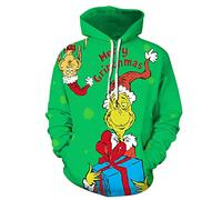 PANBOB Men'S Pullover Christmas Theme Printing Funny 3D Santa Claus Casual Loose Fit Drawstring Men'S Hoodie Modern Fashion Men'S Sweatshirt QYXH-320 6XL