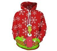 PANBOB Men'S Pullover Christmas Theme Printing Funny 3D Santa Claus Casual Loose Fit Drawstring Men'S Hoodie Modern Fashion Men'S Sweatshirt QYXH-323 6XL