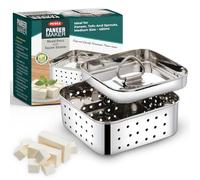 PANCA Stainless Steel Paneer Maker Mould Medium Size, Paneer Press With Lid, Tofu Press Mould Maker, Whey Seperator (Square, 450ml Capacity)