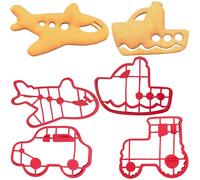 Pancake and Egg Molds- Transportation- 4 Pack (Car, Boat, Plane, Tractor)- Reusable Silicone Pan Cake Non Stick Shaper Cooking Rings, FDA Food Grade, Dishwasher Safe, Fun Kid Breakfast, Easy Use Tool