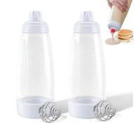 Pancake Batter Dispenser, 2PCS 1000ML Hand Batter Dispenser Mixer Bottle with Stainless Steel Stirring Ball for Cupcake Pancake Crepe Batter
