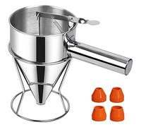 Pancake Dispenser, Sopito 20oz/600ml Multi-Caliber Pancake Batter Dispenser Stainless Steel Funnel with Stand Great for Takoyaki Balls, Crepes, Muffins, Waffles, Cupcakes