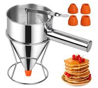 Pancake Dispenser, Sopito 40oz/1.2L Batter Dispenser for Baking with Stand Stainless Steel Funnel Multifunctional for Cooking with 4 Silicone Nozzles