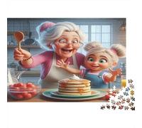 Pancake Girl Jigsaw Puzzle Stacked Pancakes 1000Pc Recycled Paper for Adults Challenging Difficult Decompression Home Activity Great Gift Idea 52x38cm/1000pcs