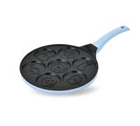 Pancake Pan Non Stick 26cm 7 Hole Silicone Handle Blue