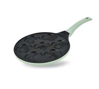 Pancake Pan Non Stick 26cm 7 Hole Silicone Handle Green