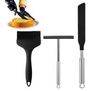Pancake Spatula | Set of 3 Kitchen Spatulas with Scraper | Non-Slip Baking Tools for Breakfast Burgers Meal Preparation