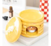 Pancake Stack Oil Burner | Syrup Look Ceramic | Star Cut-Out Design | Quirky Kitchen Decor | Tealight Holder | Wax Melt Burner