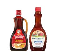 Pancake Syrup Variety Pack 710 ml - Pearl Milling Company Original & Maple Grove Farms Sugar Free Syrup | Low Calorie Breakfast Topping for Pancakes, Waffles & Desserts | 2 Pack