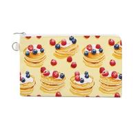 Pancake with Berries Small Canvas Coin Purse Change Zippered Pouch Wallet Organizer Bags 7.4 X 4.6 Inch
