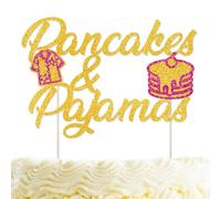 Pancakes and Pajamas Cake Topper Glitter Pancakes and Pajamas Party Decorations Pancakes & PJ's Cake Décor Sleepover Party Supplies