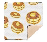 Pancakes with Butter and Maple Syrup 2_1 Cute Foldable Baby Activity Play Mat for Indoor Outdoor Non-Toxic Activity Gym Mat for Baby Kids Toddlers Infants, 50'' x 50''