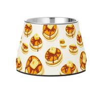 Pancakes with Butter and Maple Syrup Feed Dog Bowl with Stand Stainless Steel Pets Feeding Bowl for Slow Feed Dogs Whisker Relief