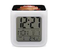 Pancakes with Strawberry Funny Digital Alarm Clock 7 Color Changing